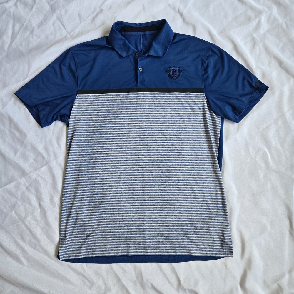 Nike‎ TW Tiger Woods Golf Polo Dri Fit Mens sz Medium Blue Colorblock w/logo
